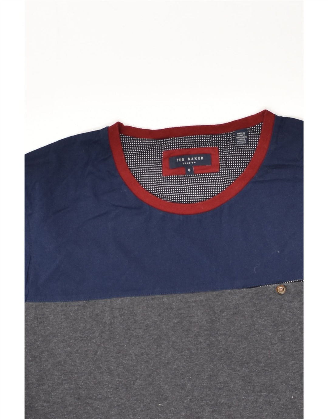 TED BAKER Mens London T-Shirt Top Size 6 2XL Grey Colourblock Cotton | Vintage Ted Baker | Thrift | Second-Hand Ted Baker | Used Clothing | Messina Hembry 