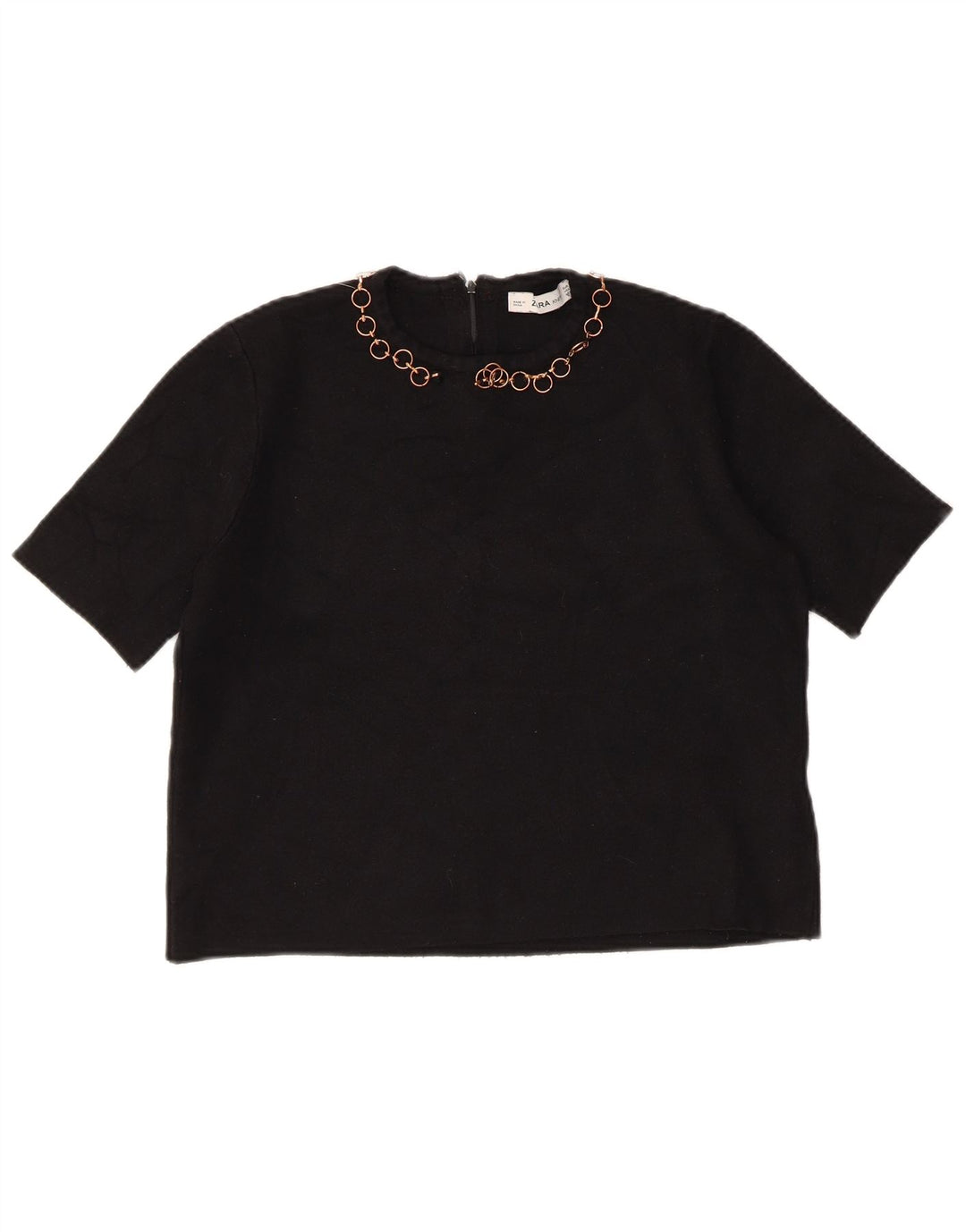 Zara Γυναικεία Μπλούζα Crop Top UK 12 Medium Black Viscose