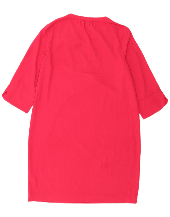 Marks & Spencer Γυναικείο φόρεμα 3/4 μανίκι Shift UK 14 μεγάλο ροζ πολυεστέρα