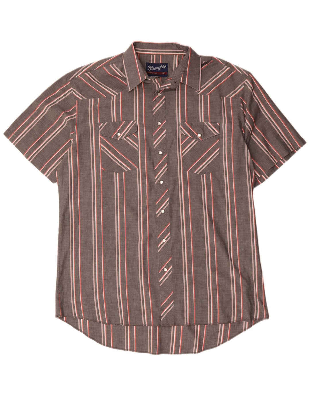 Ανδρικό κοντομάνικο πουκάμισο Wrangler 17 XL γκρι ριγέ