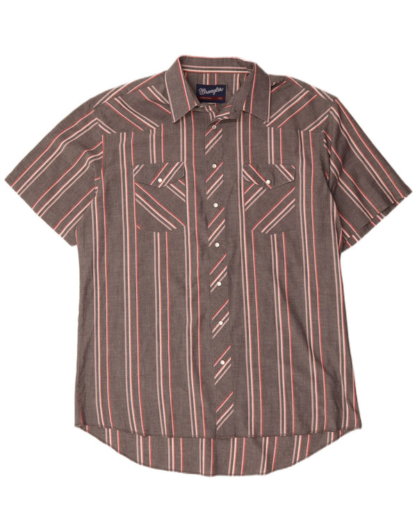 Ανδρικό κοντομάνικο πουκάμισο Wrangler 17 XL γκρι ριγέ