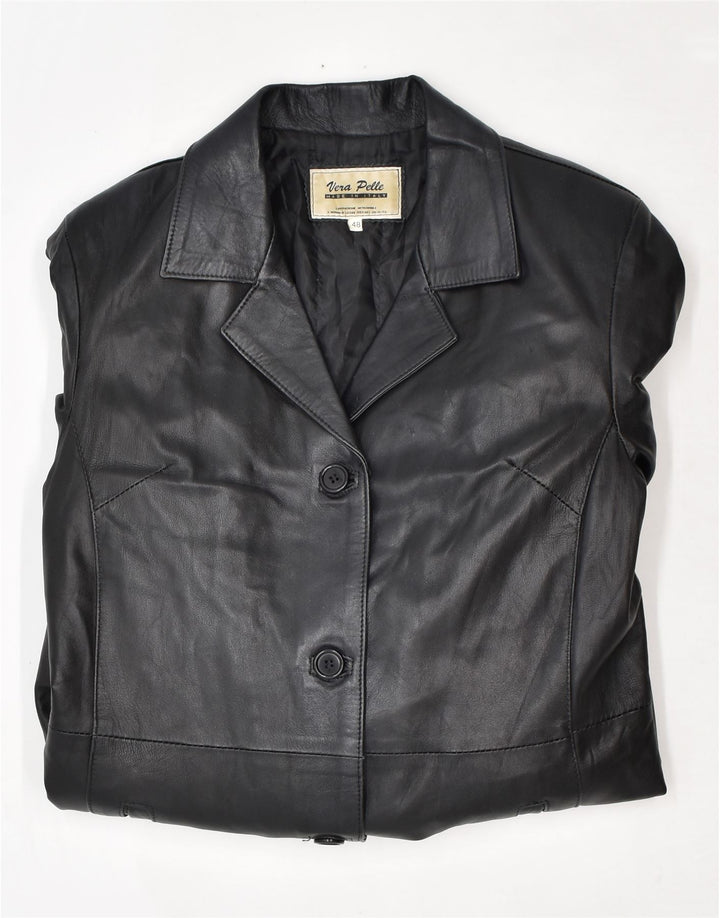 VINTAGE Γυναικείο Δερμάτινο Παλτό IT 48 XL Μαύρο Δερμάτινο