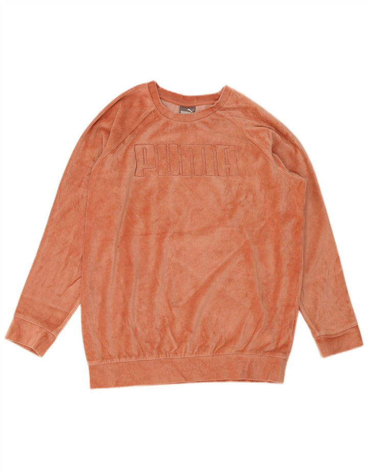Γυναικείο βελούδινο γραφικό φούτερ Puma Jumper UK 12 Medium Orange