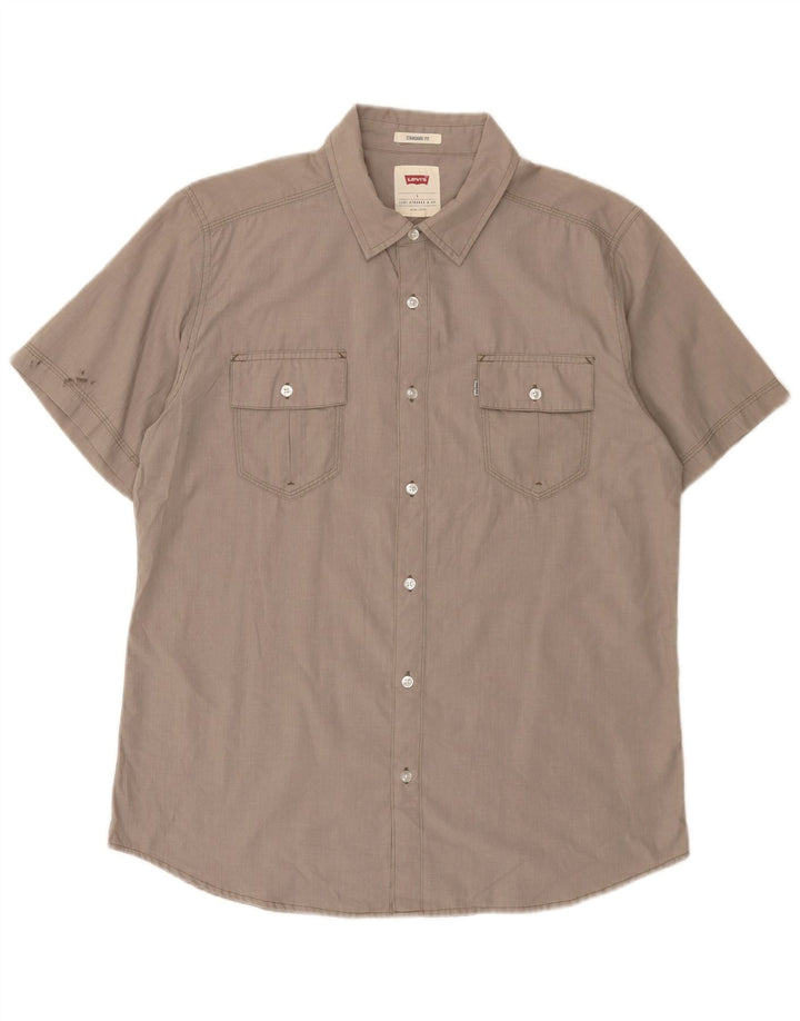 Ανδρικό κοντομάνικο πουκάμισο Levi's Standard Fit μεγάλο γκρι βαμβακερό