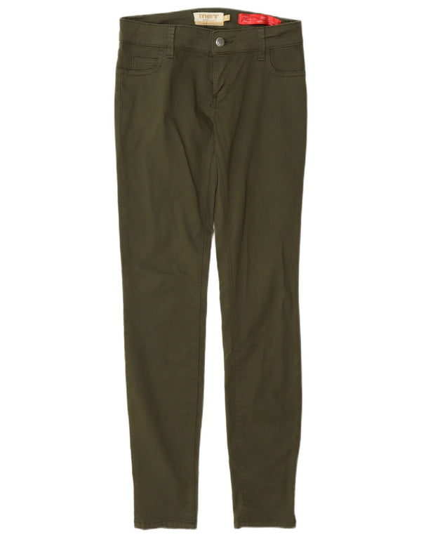 MET Womens Jessica Regular Skinny Casual Παντελόνι W26 L30 Χακί Βαμβακερό