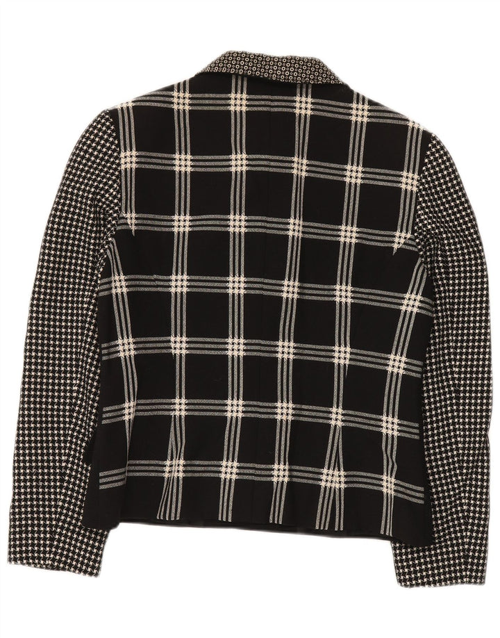 GENNY Γυναικείο σακάκι 6 κουμπιών UK 14 Medium Black Patchwork