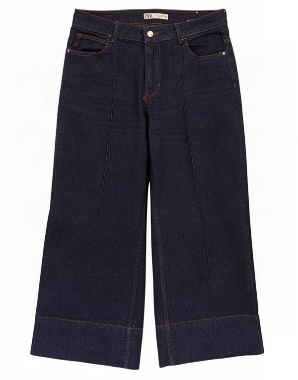 Zara γυναικείο ψηλόμεσο τζιν φαρδύ πόδι EU 40 Medium W30 L25 Navy Blue