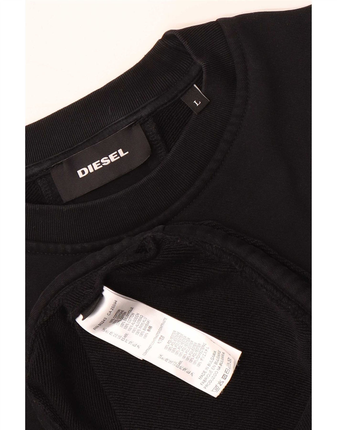 Diesel Ανδρικό Φούτερ Jumper Μεγάλο Μαύρο Ριγέ Βαμβακερό