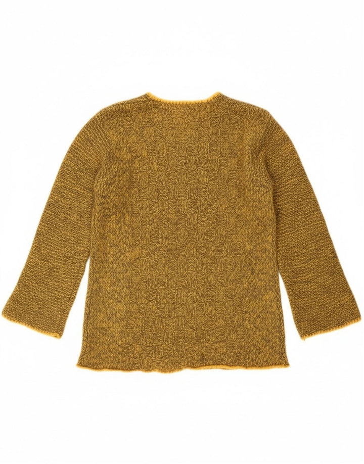 Vintage γυναικείο πουλόβερ με λαιμό σκάφος UK 10 Small Yellow Flecked