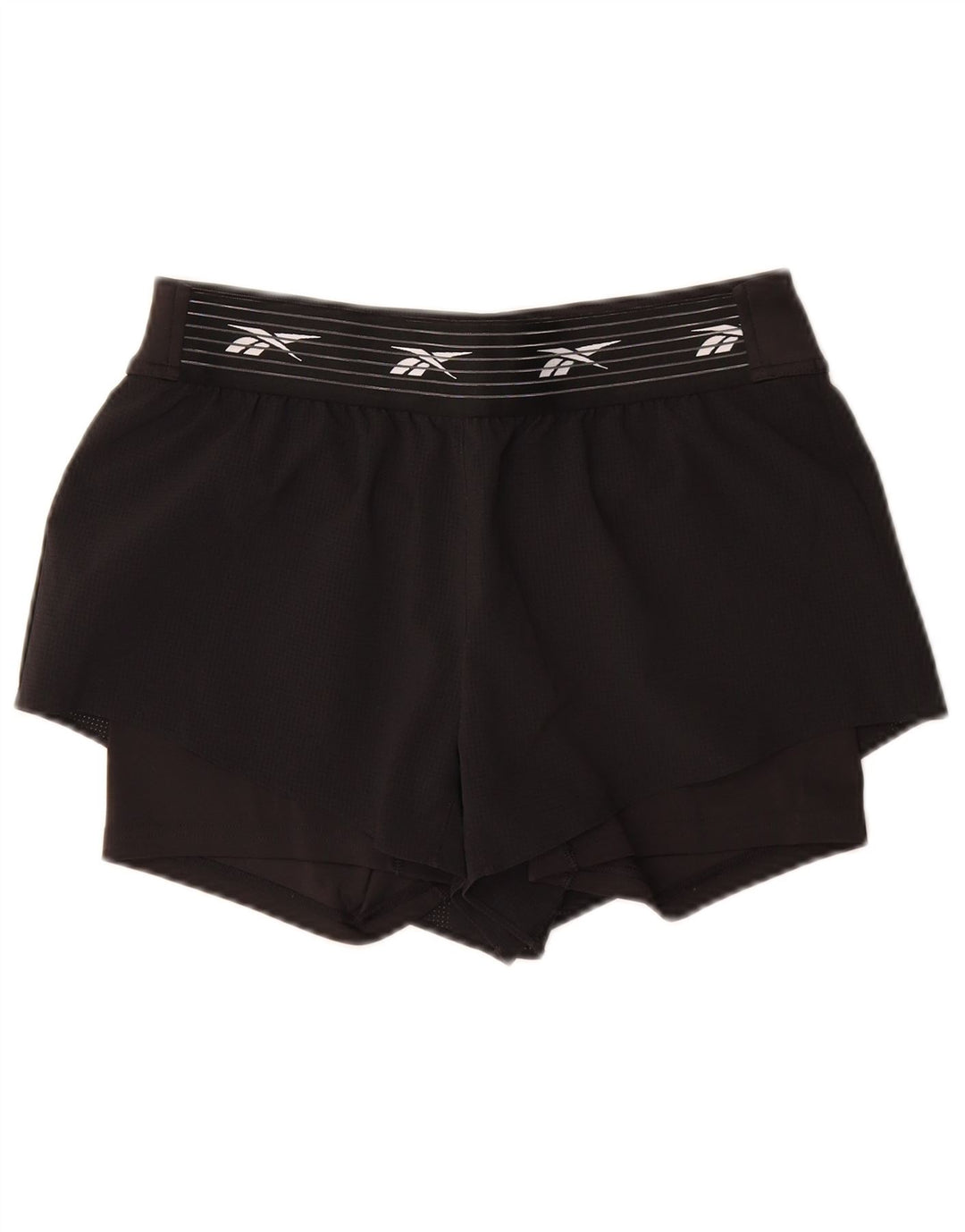 Γυναικεία γραφικά αθλητικά σορτς Reebok UK 12/14 Μεσαίο μαύρο πολυεστέρα