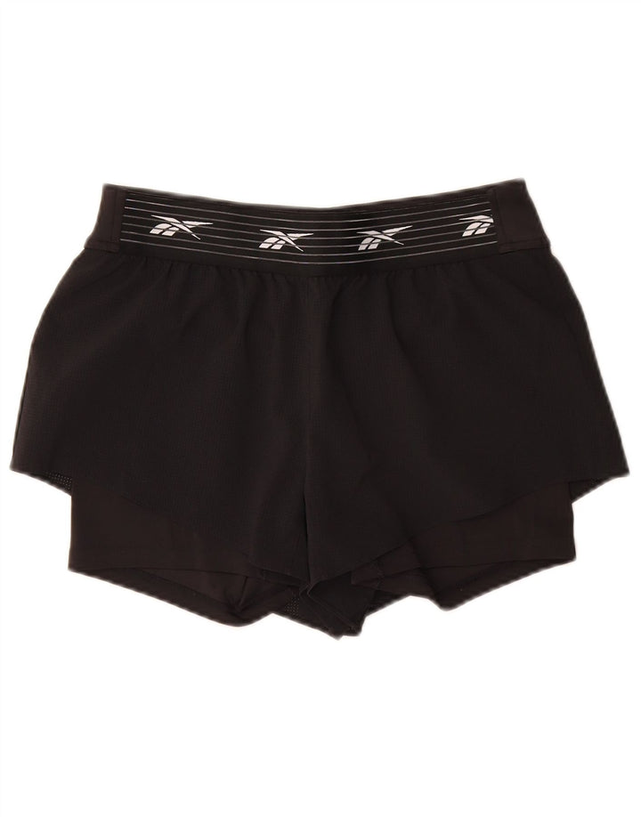Γυναικεία γραφικά αθλητικά σορτς Reebok UK 12/14 Μεσαίο μαύρο πολυεστέρα