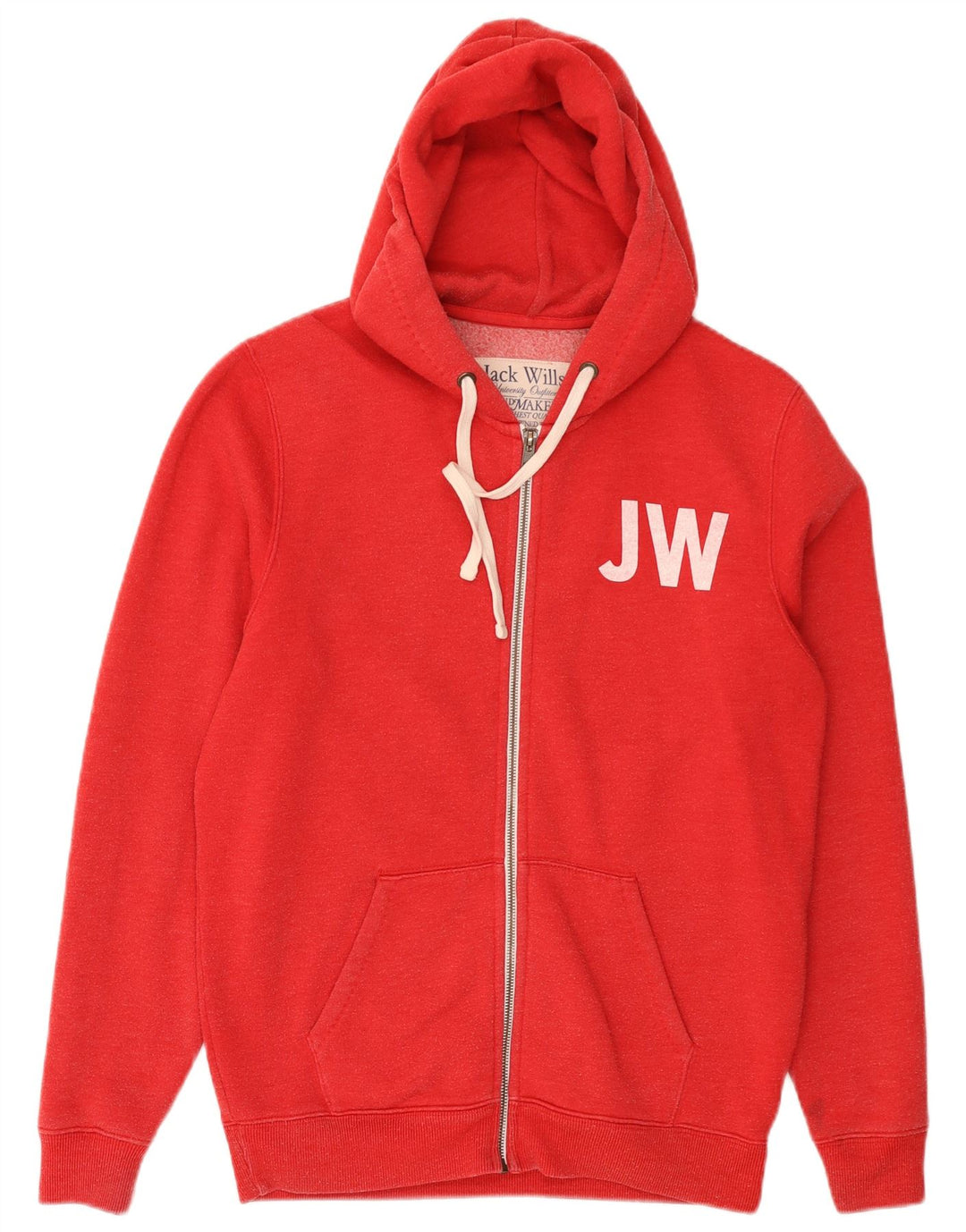 Jack Wills Ανδρικό πουλόβερ με κουκούλα με φερμουάρ, μικρό κόκκινο βαμβακερό