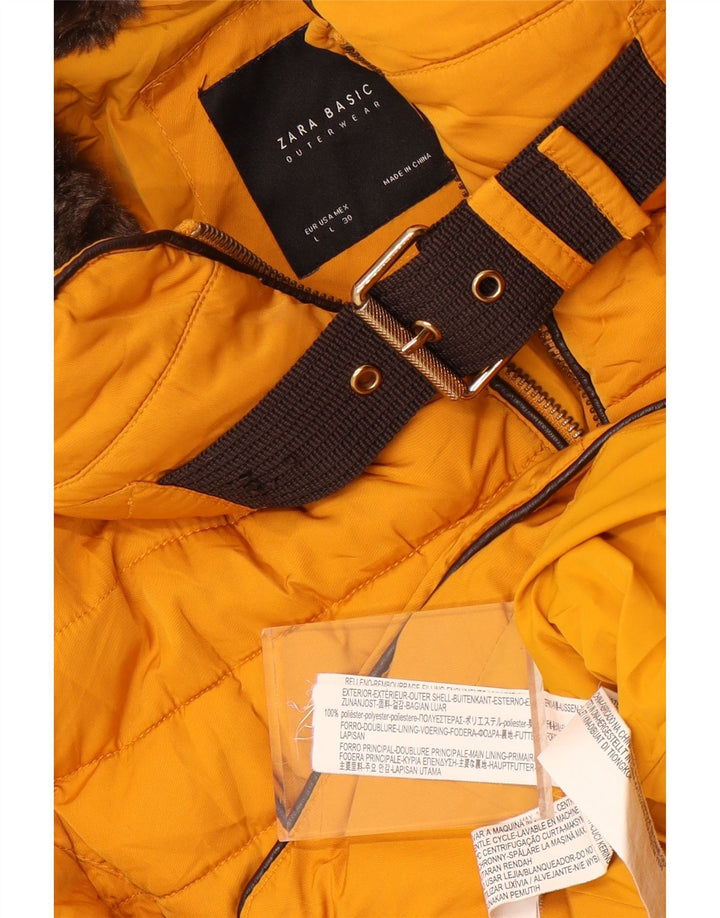 Zara Γυναικείο μπουφάν με κουκούλα UK 16 Large Yellow Polyester