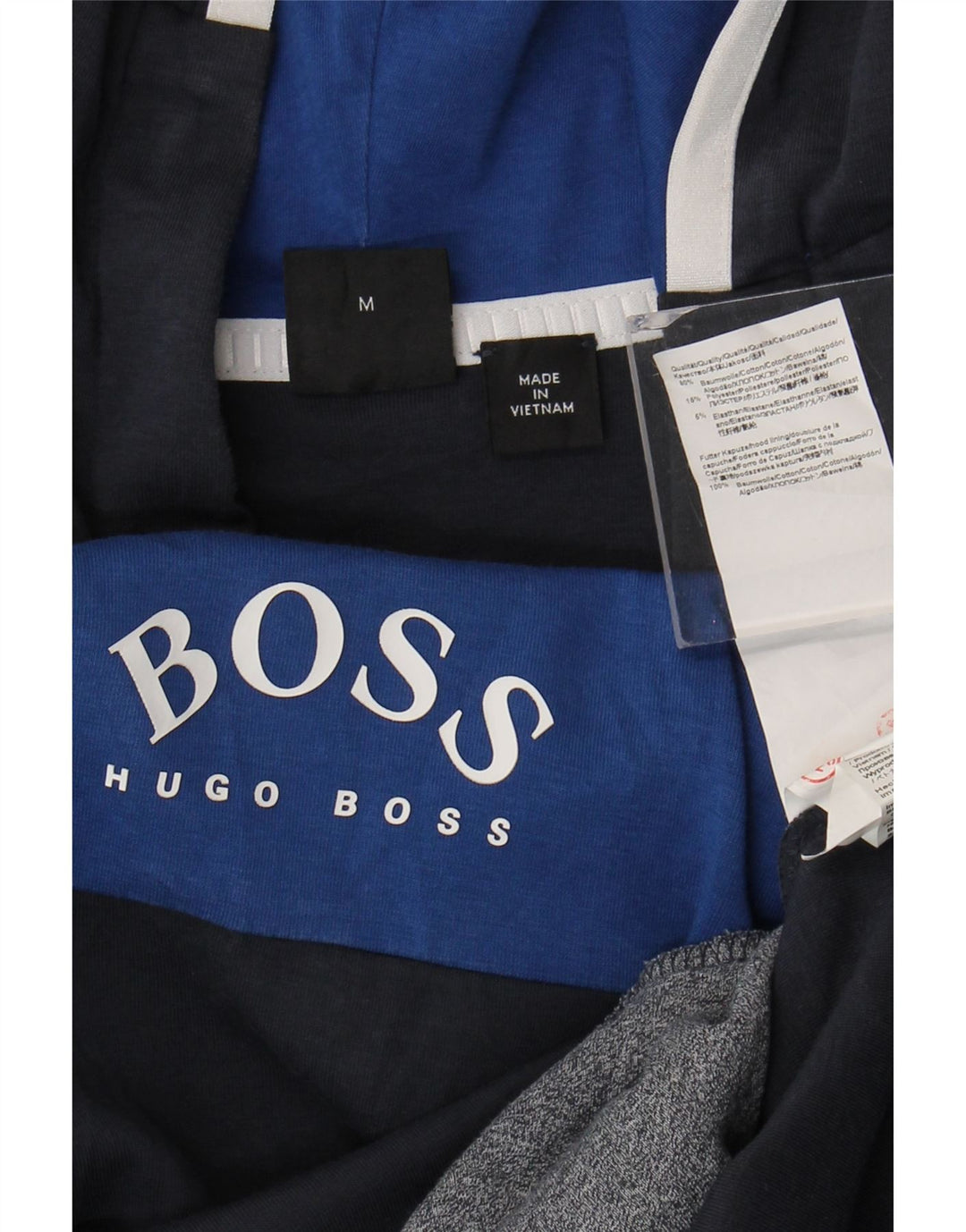 Ανδρικό γραφικό κουκούλα Hugo Boss, μεσαίο μπλε ναυτικό, βαμβακερό