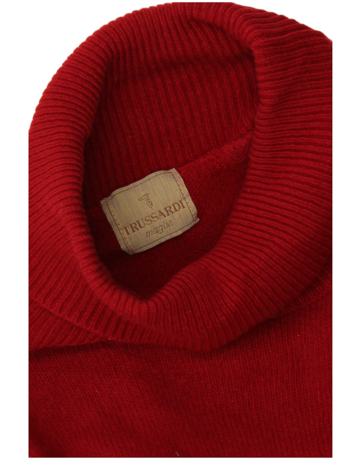 Trussardi γυναικείο πουλόβερ με ρολό λαιμόκοψη UK 12 Medium Red