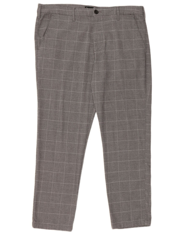 Hollister Mens Slim Chino Trousers W36 L28 Grey Check Polyester