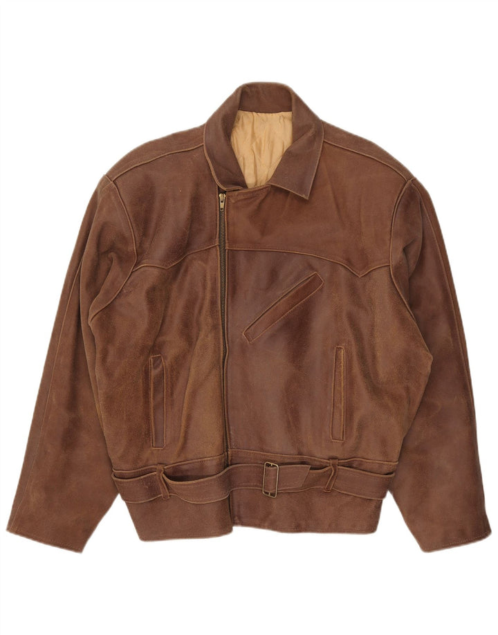Vintage Γυναικείο Δερμάτινο Μπουφάν UK 20 2XL Καφέ