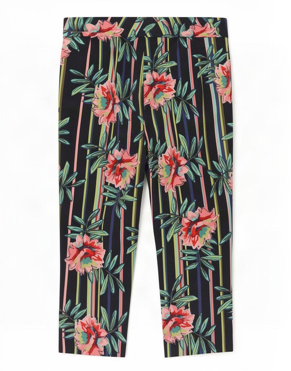 Marks & Spencer Γυναικεία γραφικά παντελόνια Capri UK 12 Medium W32 L22 Navy Blu