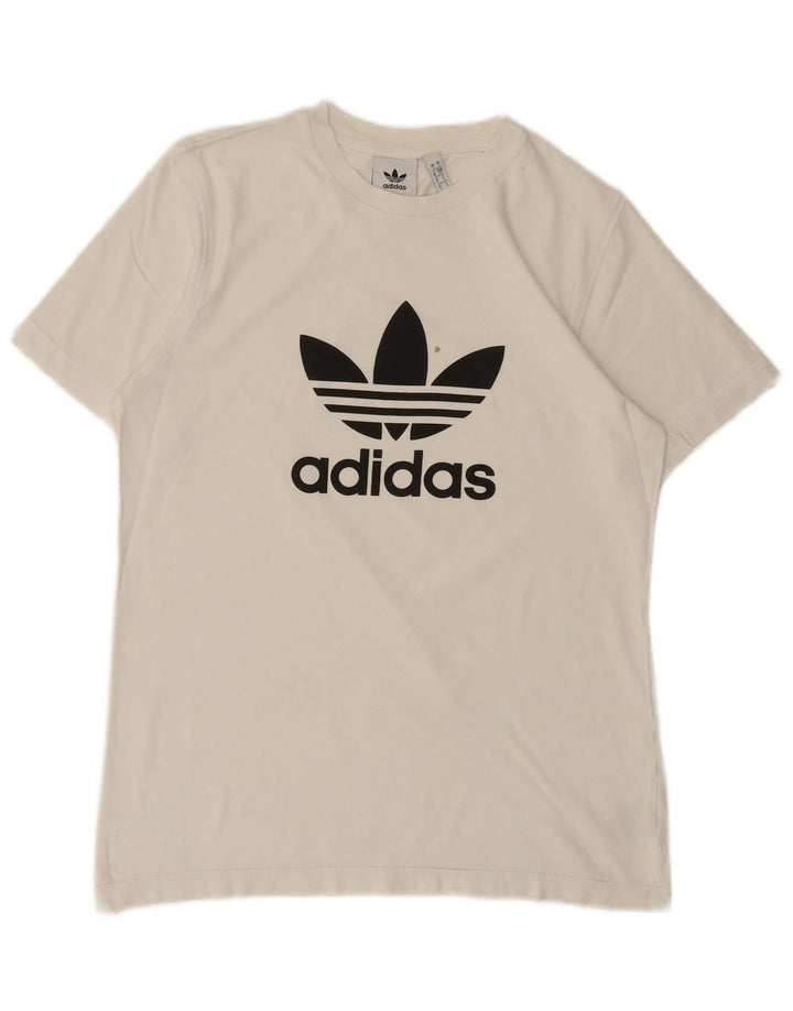 ADIDAS Mens Graphic T-Shirt Top Small White Cotton