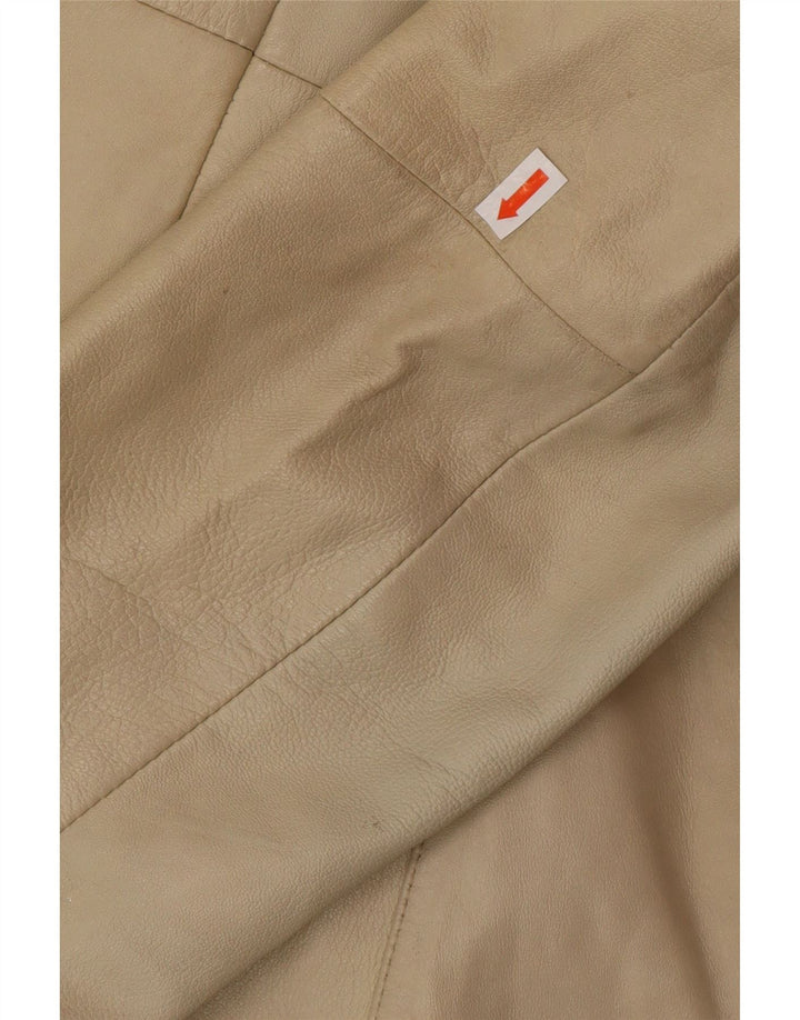 OLLY & CO Γυναικείο Δερμάτινο Παλτό UK 10 Small Beige Leather