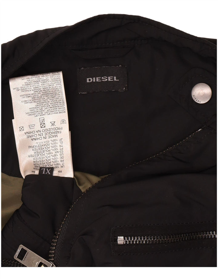Diesel Mens Biker Jacket UK 42 XL Μαύρο Πολυεστέρας