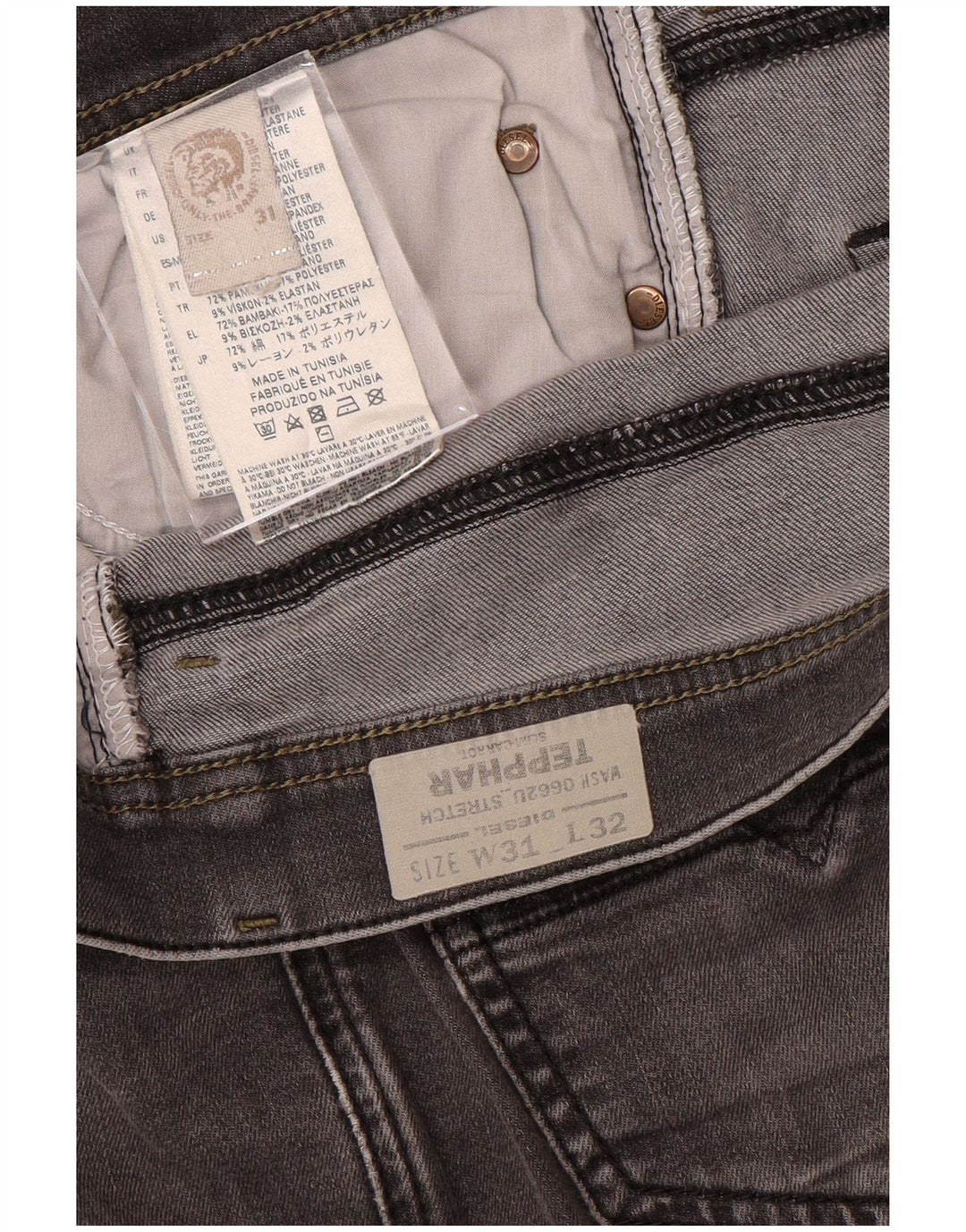 DIESEL Ανδρικό Tepphar Carrot Slim Jeans W31 L32 Γκρι βαμβακερό