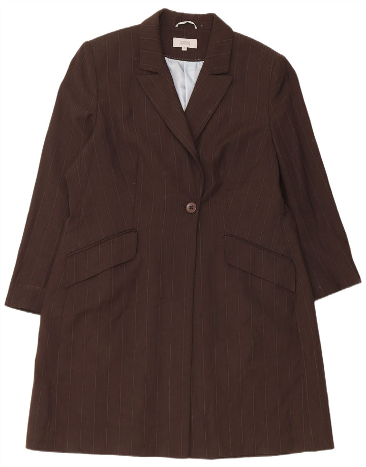 Marks & Spencer Γυναικείο Πανωφόρι UK 20 2XL Brown Pinstripe Polyester