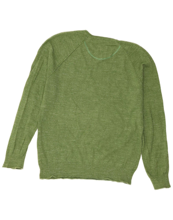 White Stuff Mens Regular Fit V-Neck Jumper Sweater Medium Green Cotton