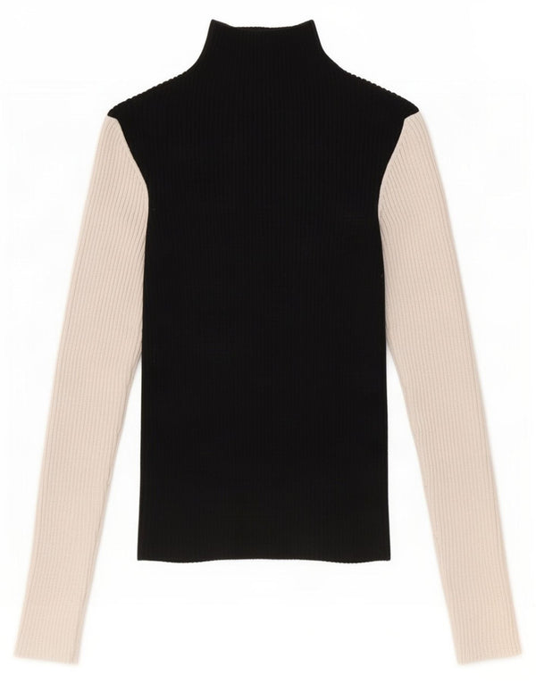 Zara Γυναικεία μπλούζα Crop Top UK 8 Small Black Colourblock Viscose