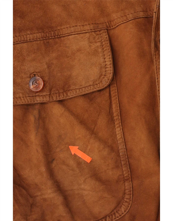 Vintage Ανδρικό Suede Bomber Jacket IT 52 XL Καφέ Δερμάτινο