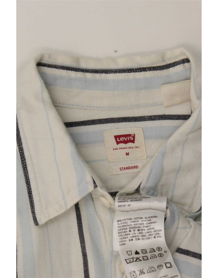 Ανδρικό κοντομάνικο πουκάμισο Levi's Standard Fit, μεσαίο λευκό βαμβακερό ριγέ