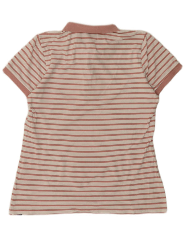 Γυναικείο μπλουζάκι πόλο SUPERDRY UK 12 Ροζ μεσαίο βαμβακερό ριγέ