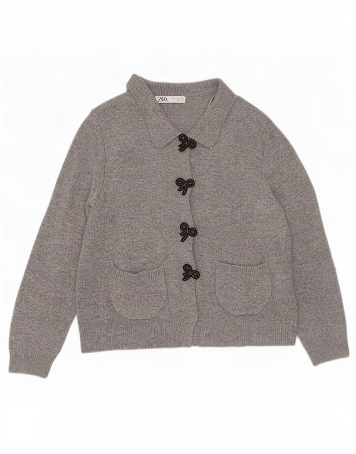 Zara Γυναικεία Ζακέτα UK 14 Large Grey Polyamide