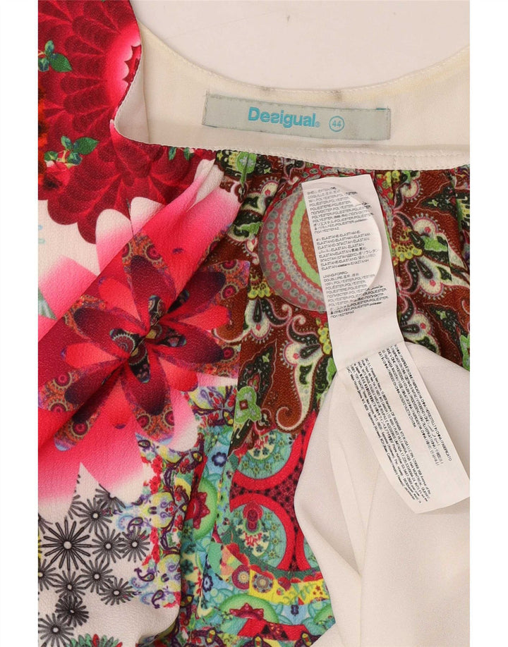 Desigual Γυναικείο Αμάνικο Τοπ EU 44 XL Λευκός φλοράλ πολυεστέρας