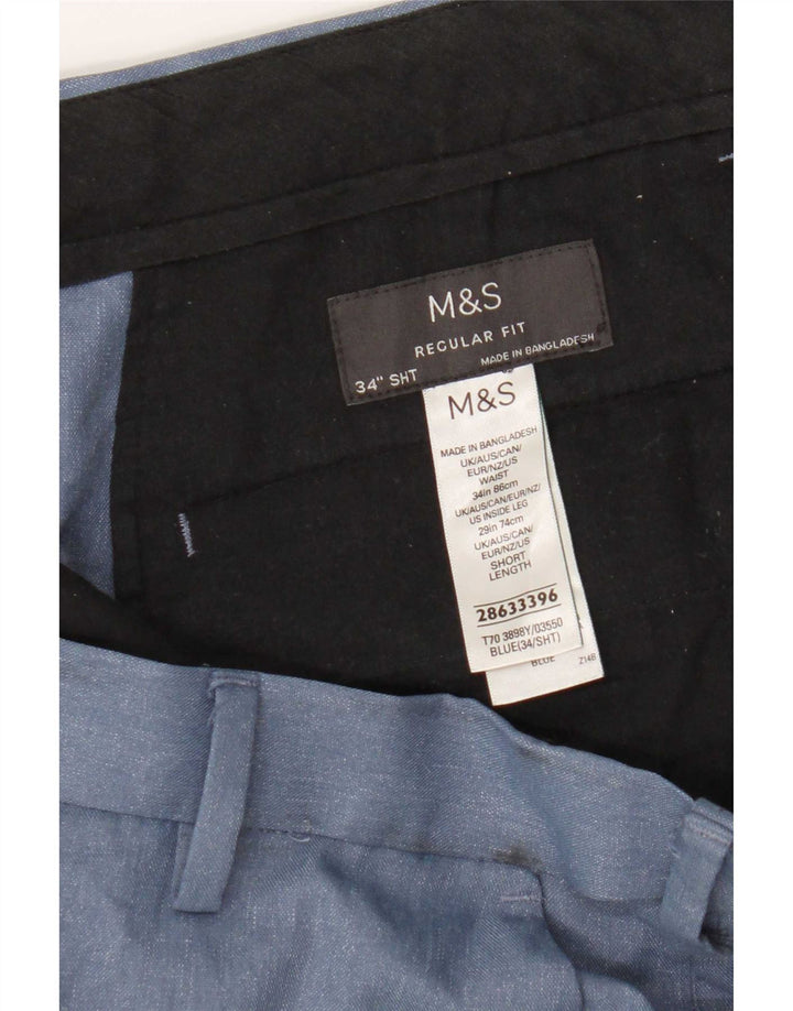 Marks & Spencer Ανδρικό παντελόνι Chino με κανονική εφαρμογή W34 L29 Μπλε πολυεστέρας