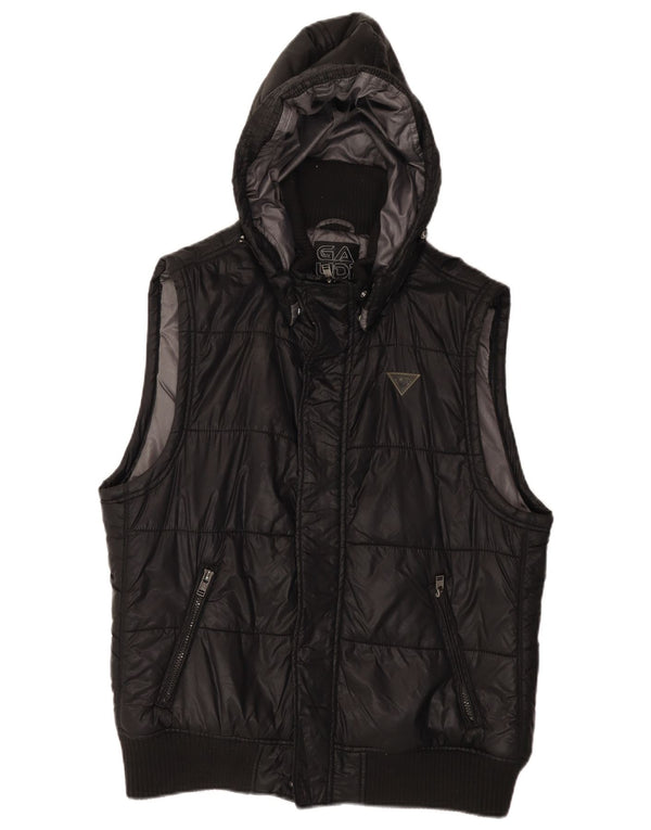 GAUDI Womens Hooded Padded Gilet UK 18 XL Black Nylon