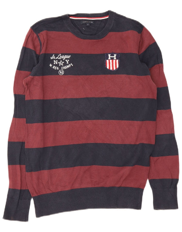 Πουλόβερ Tommy Hilfiger Boys Crew Neck Jumper 15-16 Years Βουργουνδί ριγέ