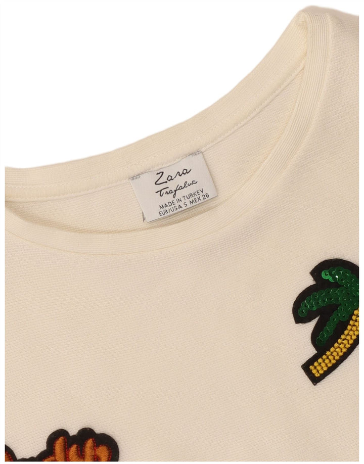 Zara Womens Trafaluc Tunic Top 10 Small Off White