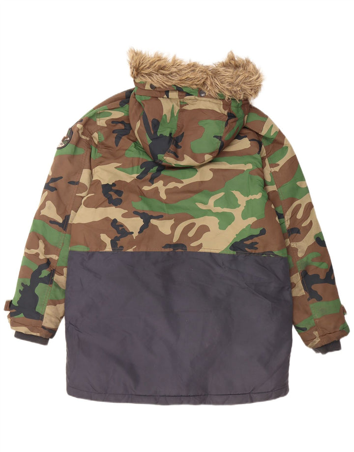 Zara Boys Hooded Parka Jacket 13-14 Years Πολύχρωμο Καμουφλάζ