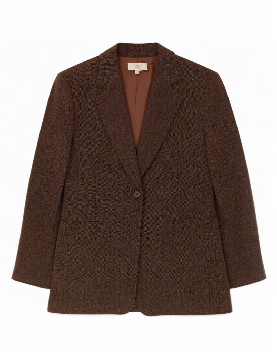 Marks & Spencer Γυναικείο σακάκι 1 κουμπιού blazer UK 14 μεγάλο καφέ βισκόζη