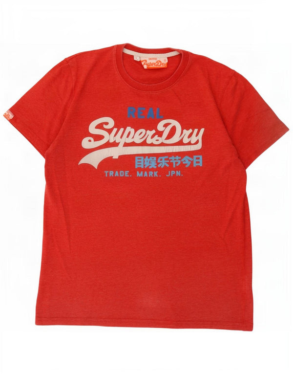 Ανδρικό γραφικό T-Shirt Superdry Top Large Red Polyester