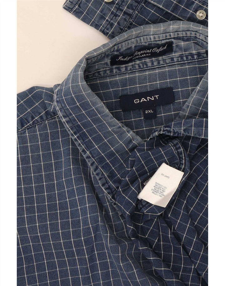 Ανδρικό πουκάμισο Gant Regular Fit 2XL Blue Check Cotton