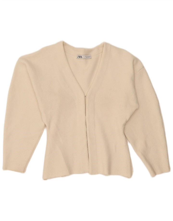 Zara Γυναικεία Ζακέτα UK 10 Small Beige Viscose