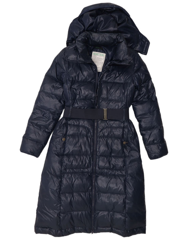 Γυναικείο παλτό Benetton με κουκούλα IT 42 Medium Navy Blue Polyamide