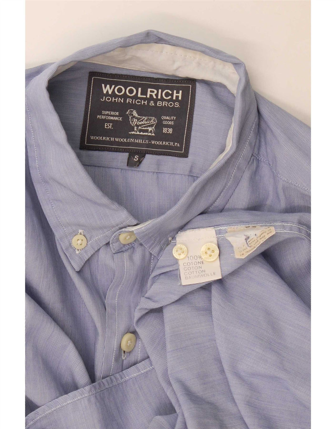 Ανδρικό πουκάμισο Woolrich Μικρό Βαμβακερό με ρίγες μπλε