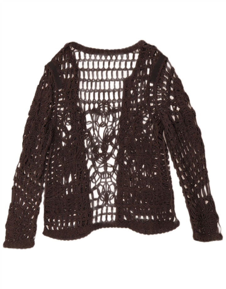 Γυναικείο μακρυμάνικο βελονάκι MONARI See Through Top UK 14 Large Grey