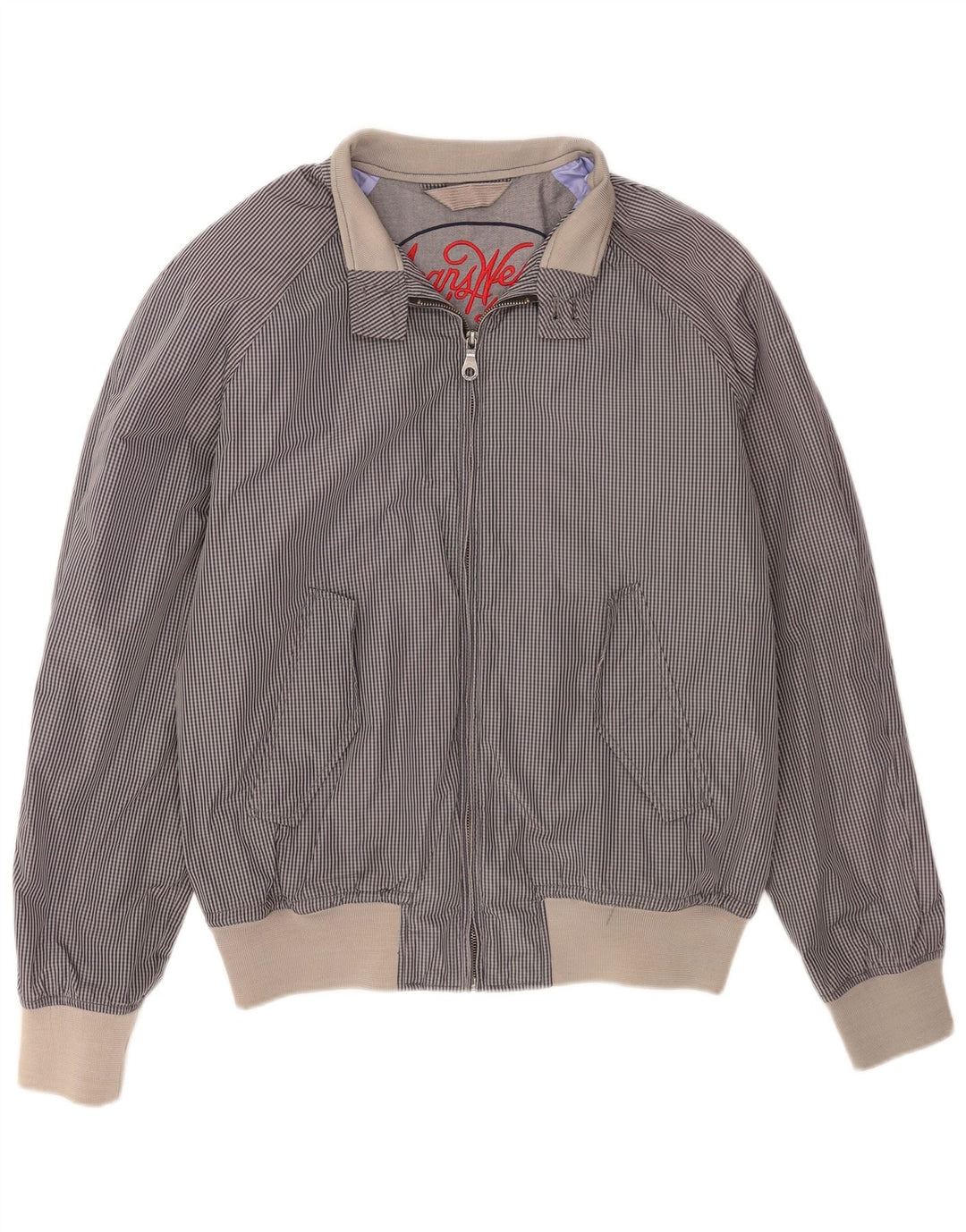 Ανδρικό μπουφάν Benetton Bomber UK 44 2XL Navy Blue Gingham Cotton