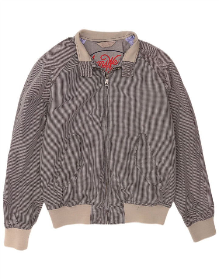 Ανδρικό μπουφάν Benetton Bomber UK 44 2XL Navy Blue Gingham Cotton