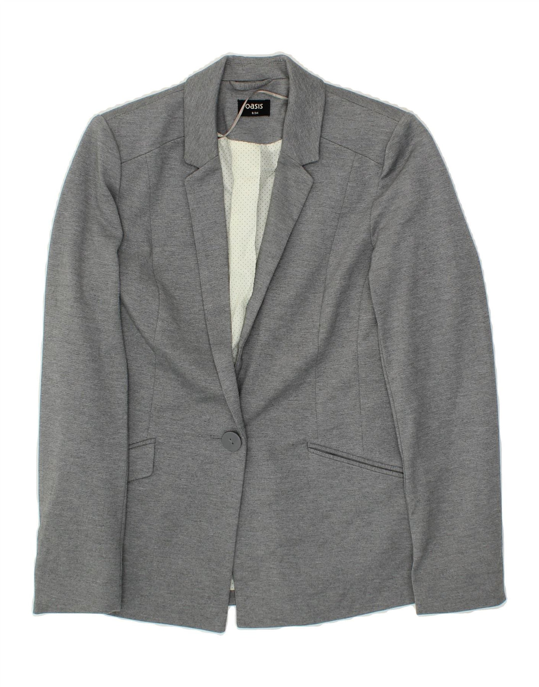 OASIS Womens 1 Button Blazer Jacket US 8 Medium Grey Polyester Vintage Oasis and Second-Hand Oasis from Messina Hembry 