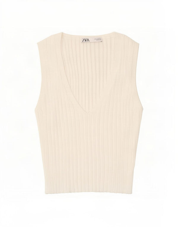 Zara Γυναικείο Γιλέκο Τοπ UK 8 Small White